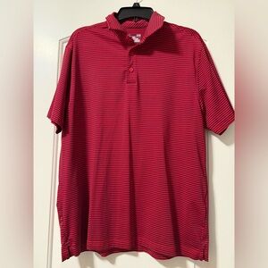 Under Armour HeatGear Striped Performance Polo Shirt – Red & Navy – Size Large